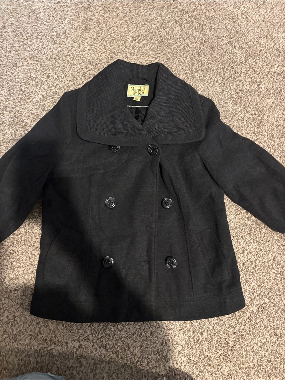 Maralyn & Me Black Double-Breasted Peacoat